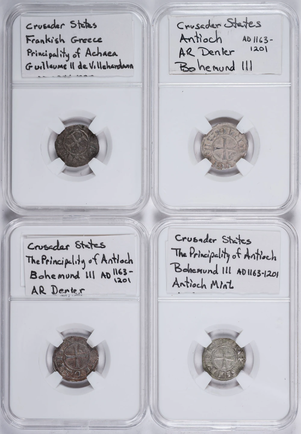 4 Pcs 1100's Crusader Silver Deniers