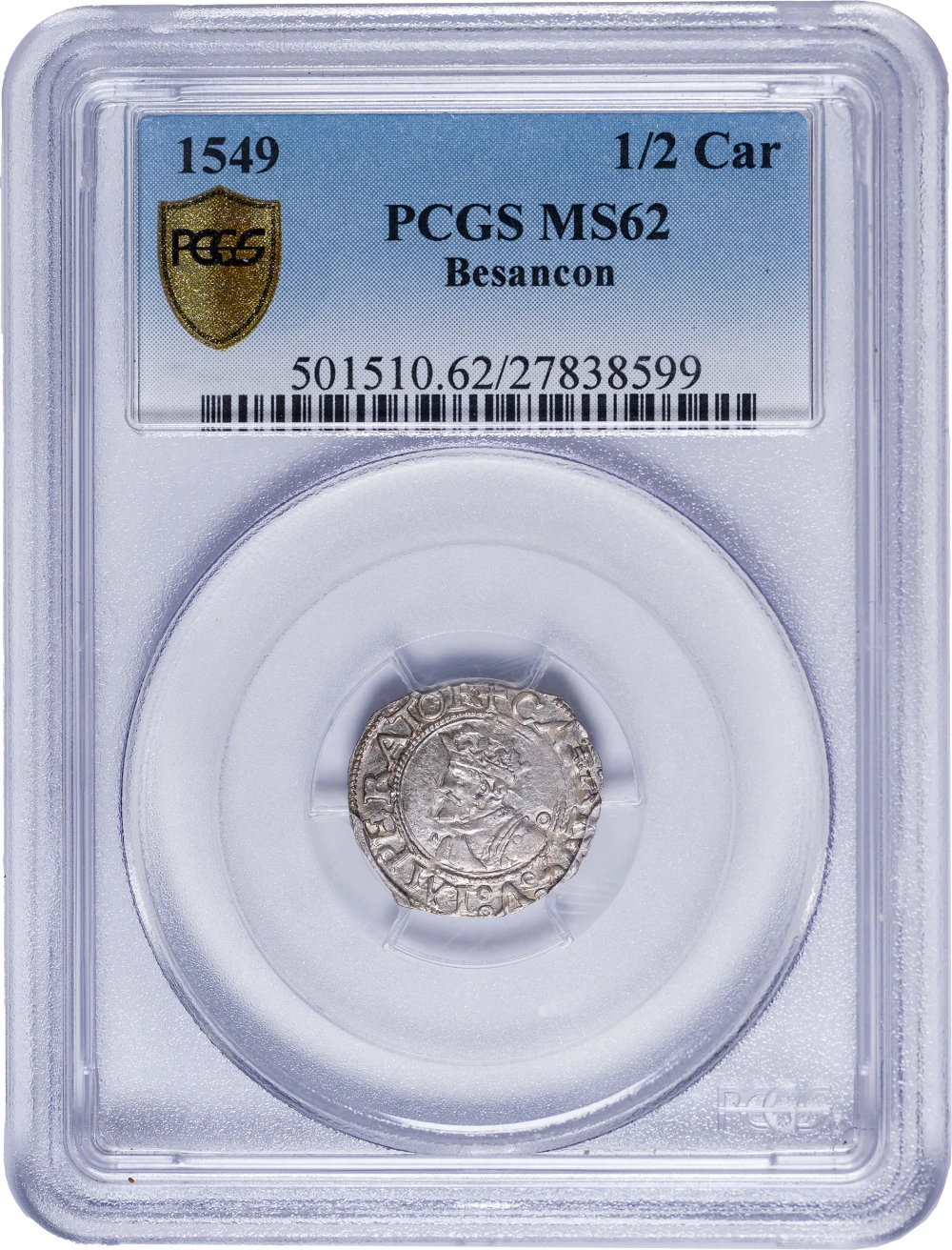 France. Besancon. PCGS MS-62 1549 Silver Half Carolus