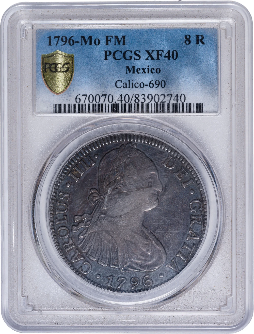 Mexico. Colonial. PCGS EF-40 1796-FM 8 Reales