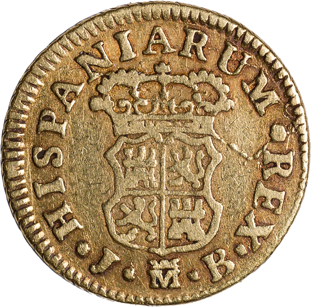 Spain. VF 1757 JB 1/2 Escudo Gold