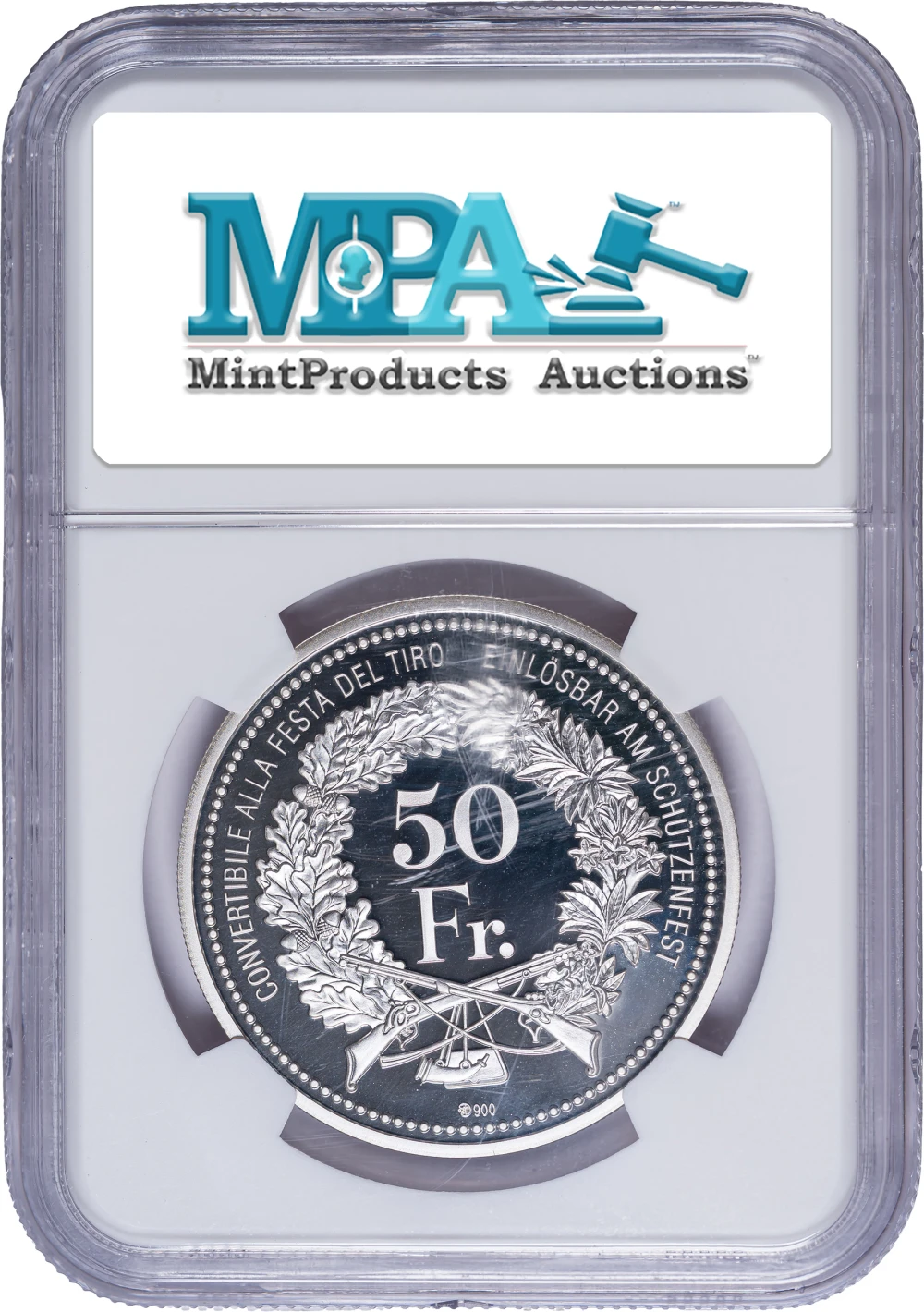Switzerland. Ticino. NGC Proof-70 UC 50 Francs