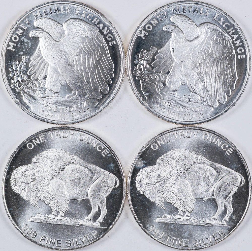 4 Pcs 1 Ounce Silver Rounds
