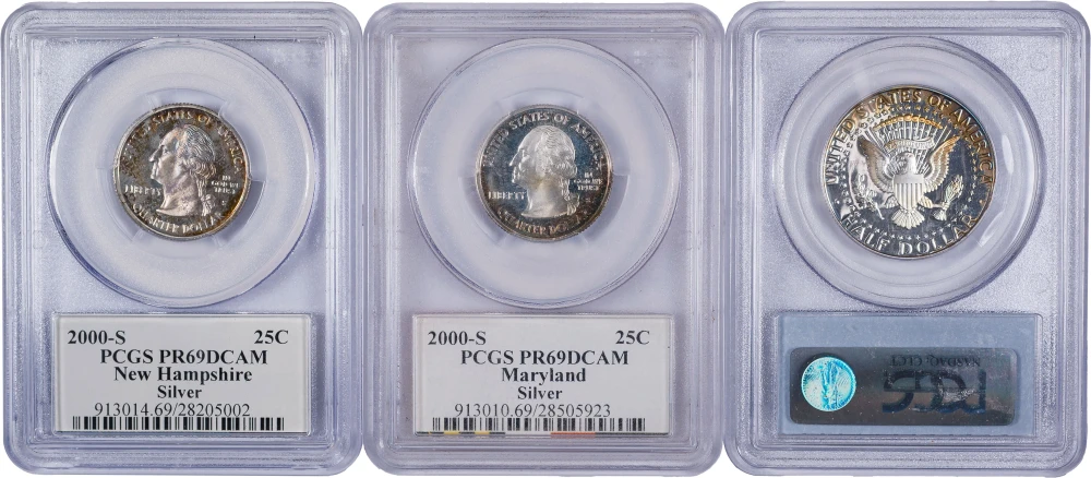 Eclectic PCGS Toned Silver Coin Threesome