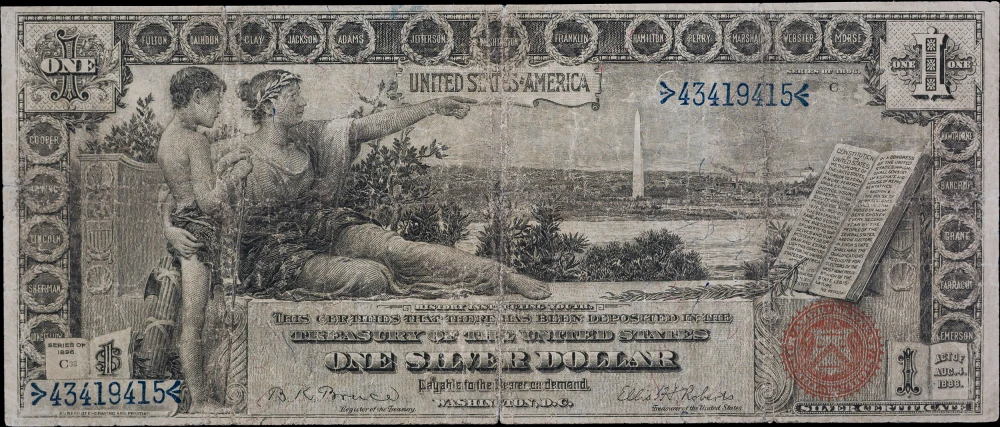 F+ 1896 $1 Educational Silver Certificate