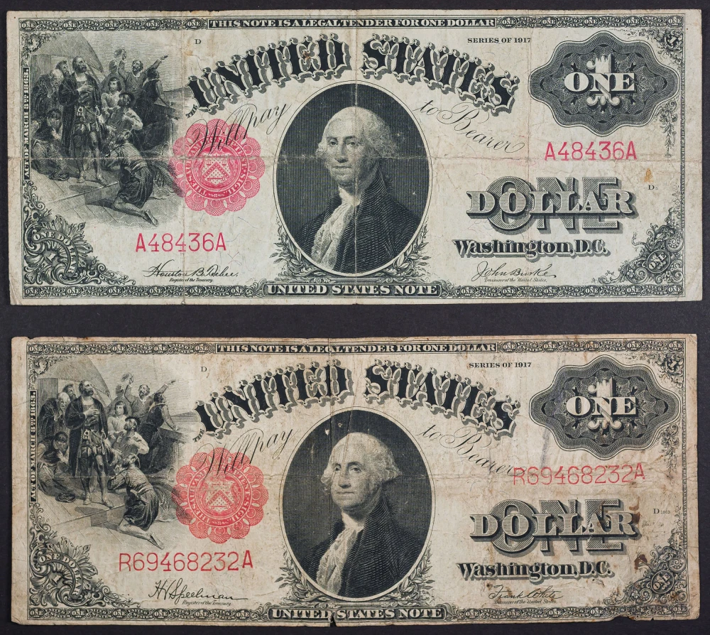 Pair Of VF 1917 $1 Legal Tender