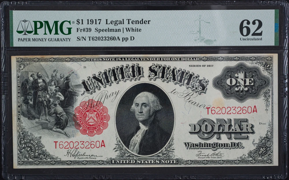 PMG UNC-62 1917 $1 Legal Tender
