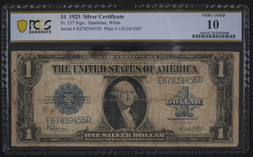 PCGS VG-10 1923 $1 Silver Certificate