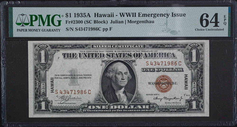PMG Choice UNC-64 EPQ 1935A Hawaii $1