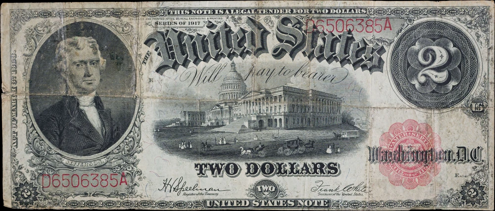 Fine 1917 $2 Legal Tender