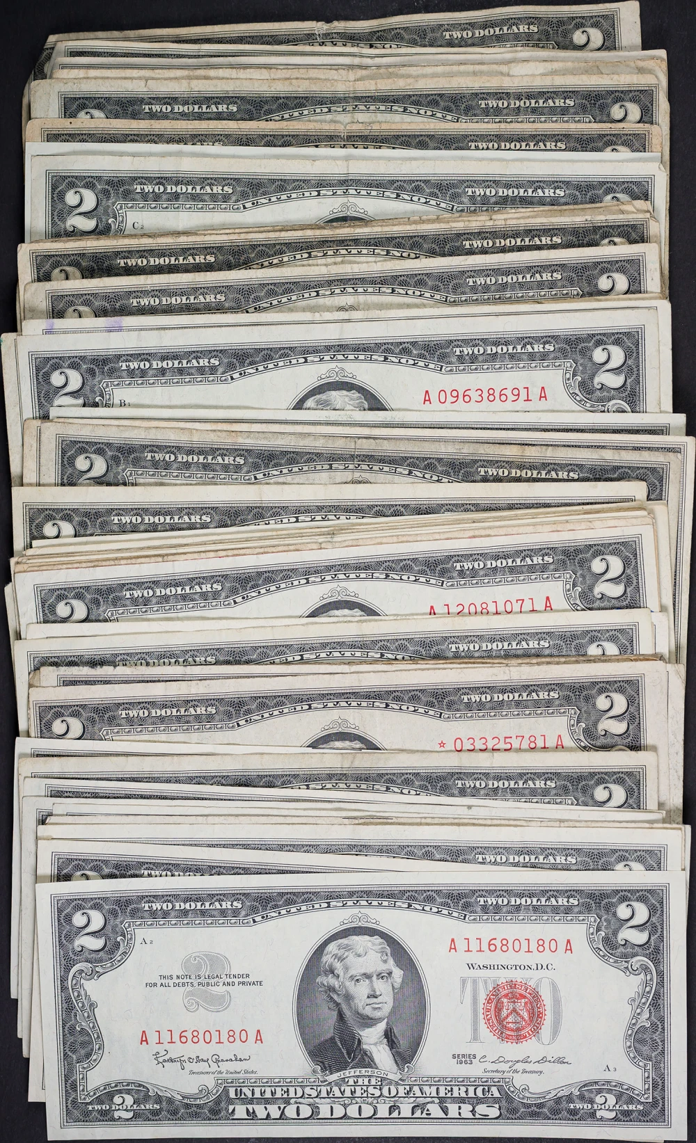 52 Pieces Of Red Seal $2 Notes