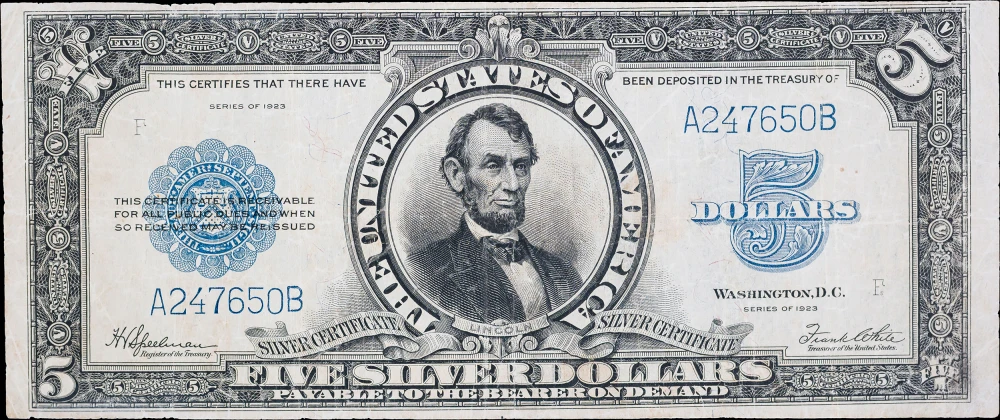 VF 1923 $5 Porthole Silver Certificate