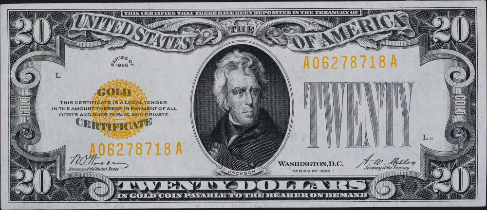 AU 1928 $20 Gold Certificate