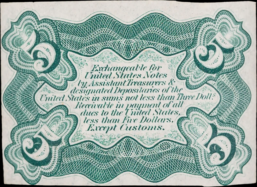 Crisp UNC 5 Cent Fractional Specimen Reverse