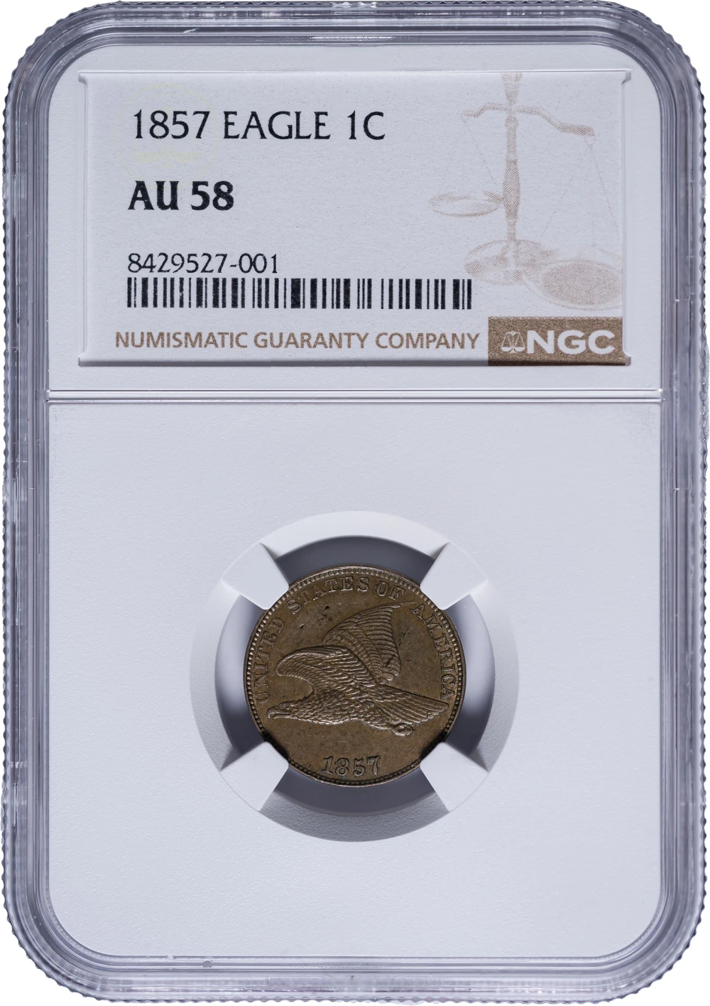 NGC AU-58 1857 Flying Eagle Cent