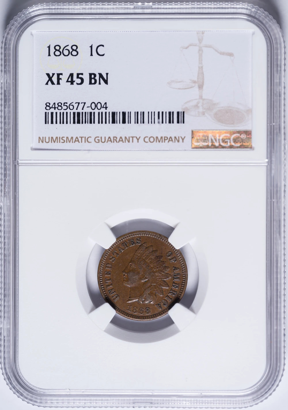 NGC EF-45 1868 Indian Cent 