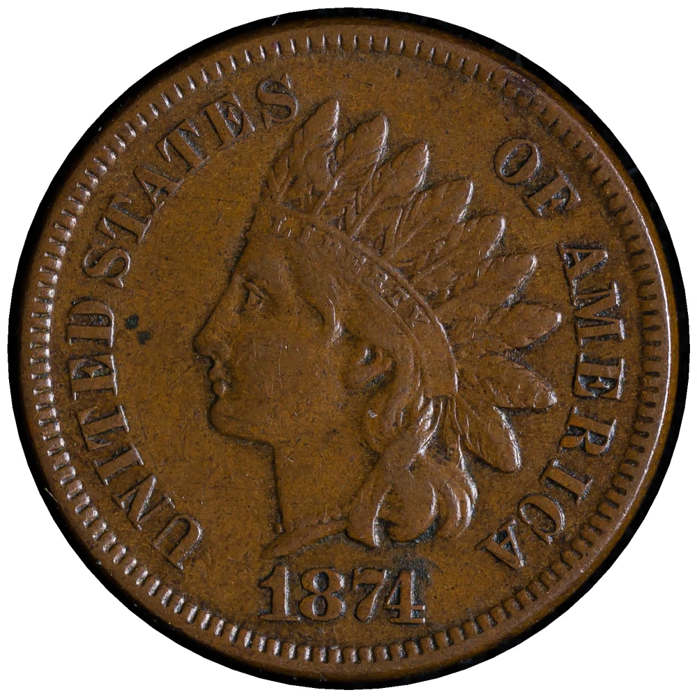 EF-40 1874 Indian Cent
