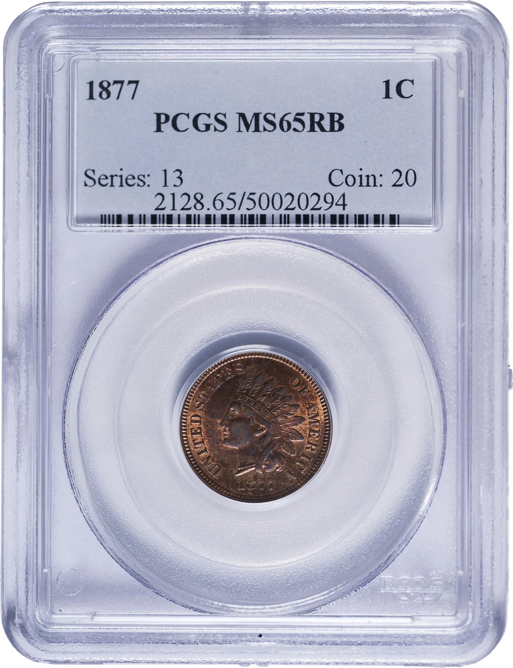 PCGS MS-65 RB 1877 Indian Cent
