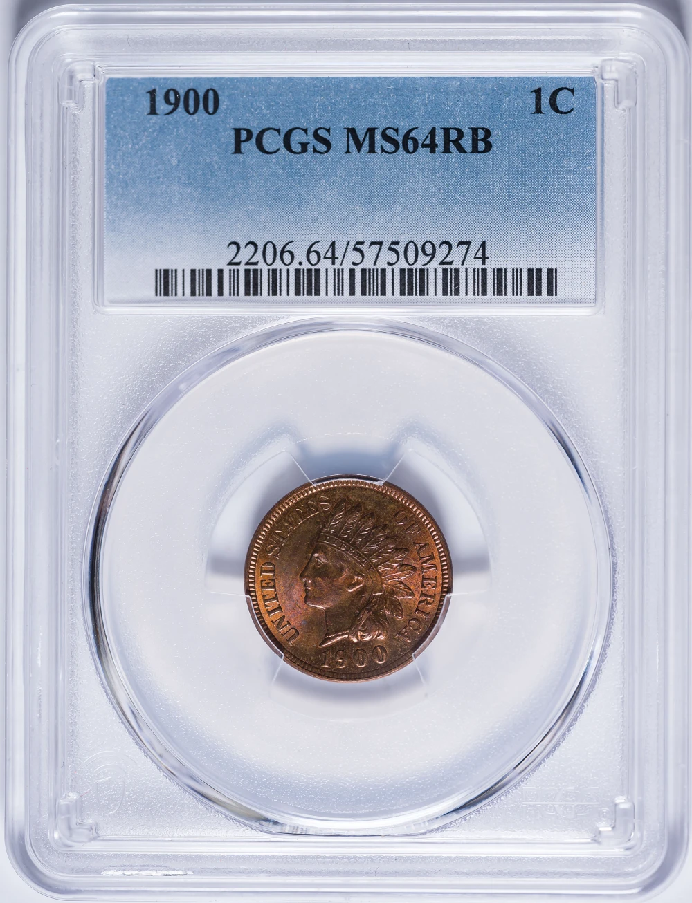 PCGS MS-64 RB 1900 Indian Cent