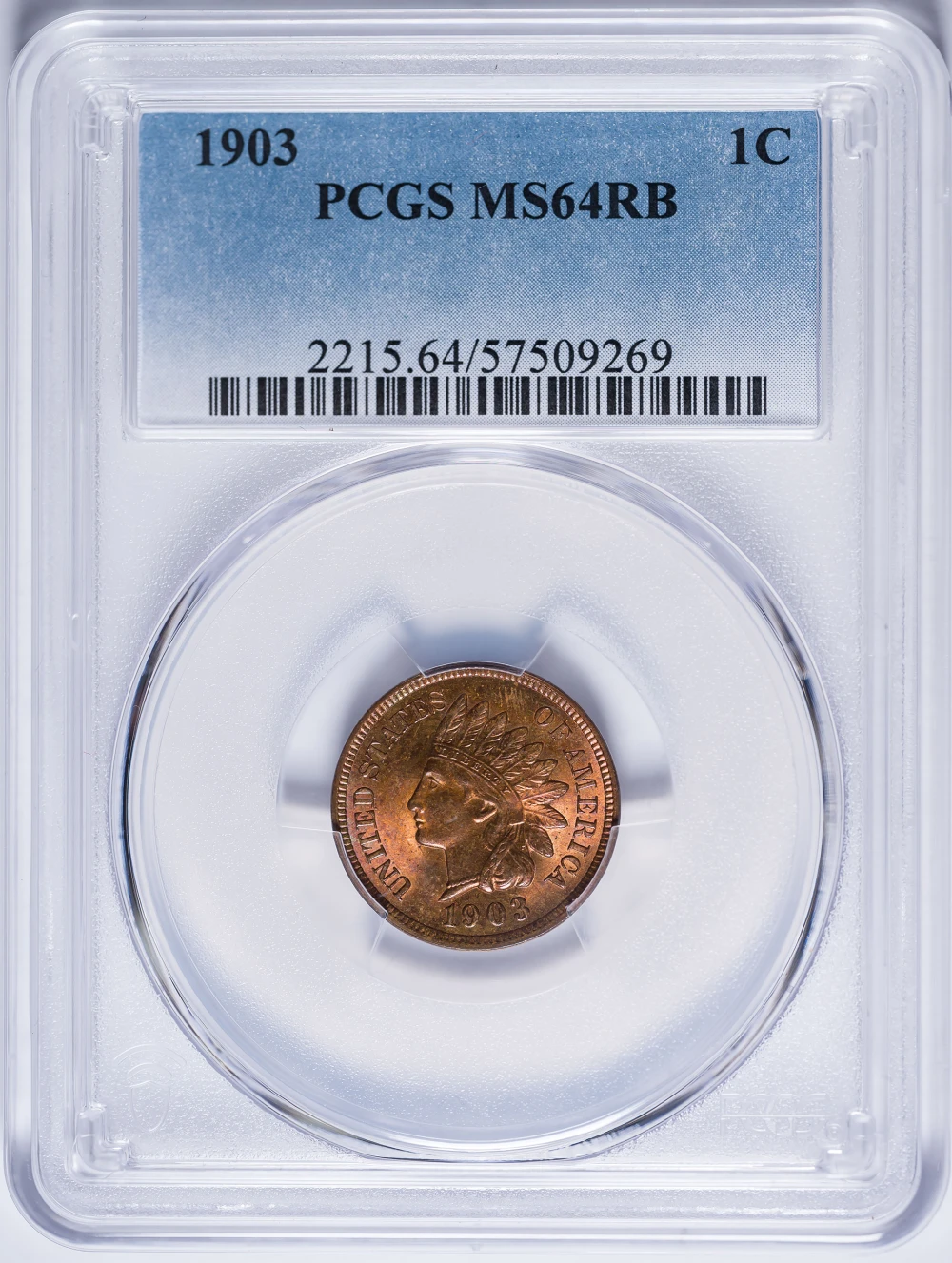 PCGS MS-64 RB 1903 Indian Cent