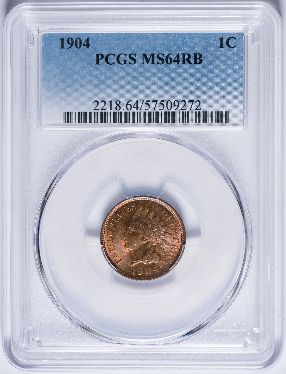 PCGS MS-64 RB 1904 Indian Cent