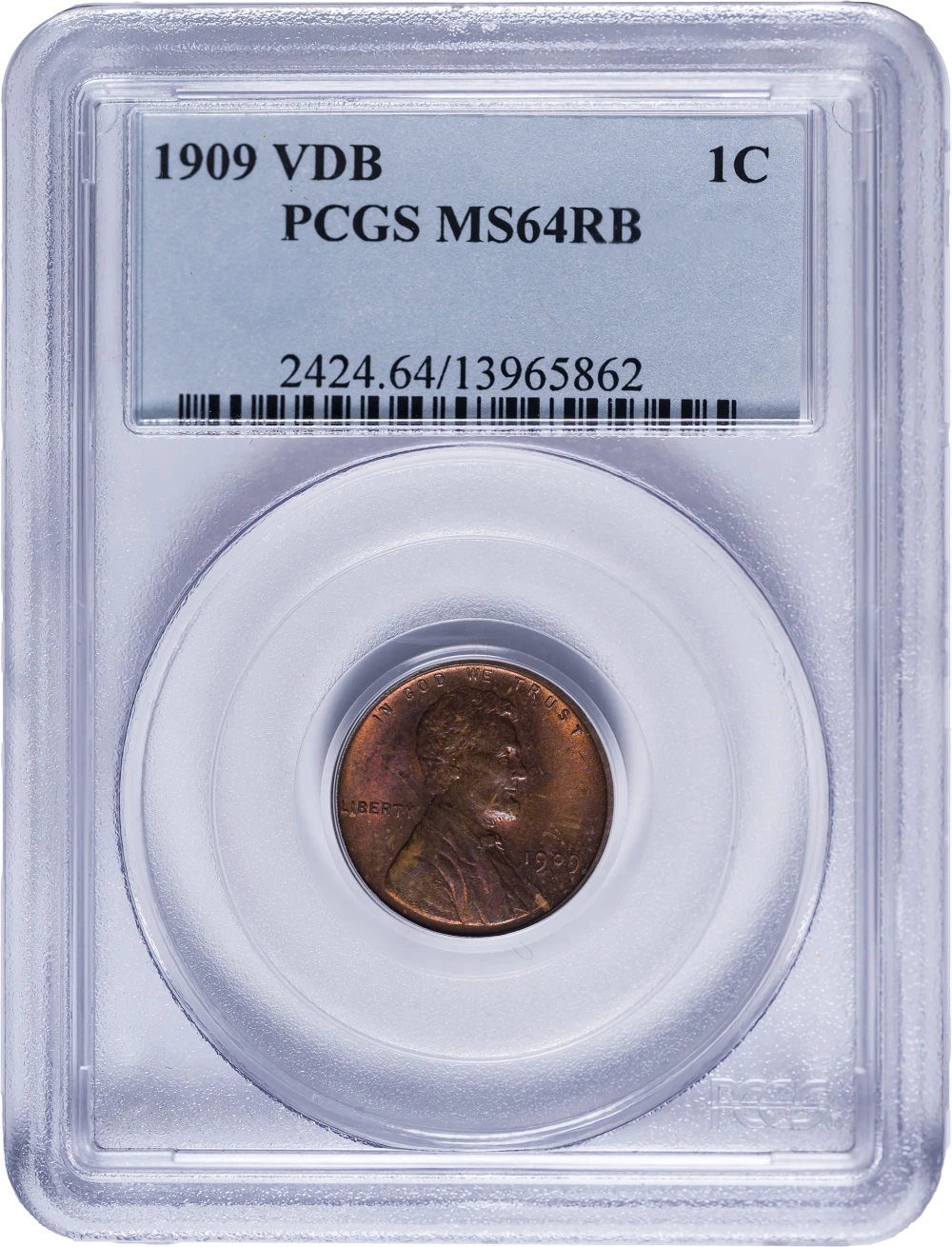 PCGS MS-64RB 1909-VDB Lincoln Cent