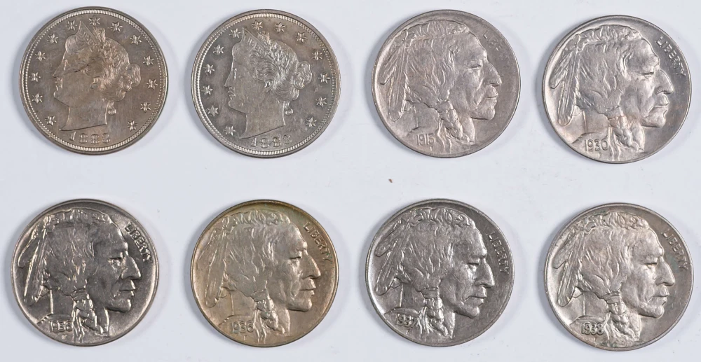 8 Piece Liberty/Buffalo Nickel Lot