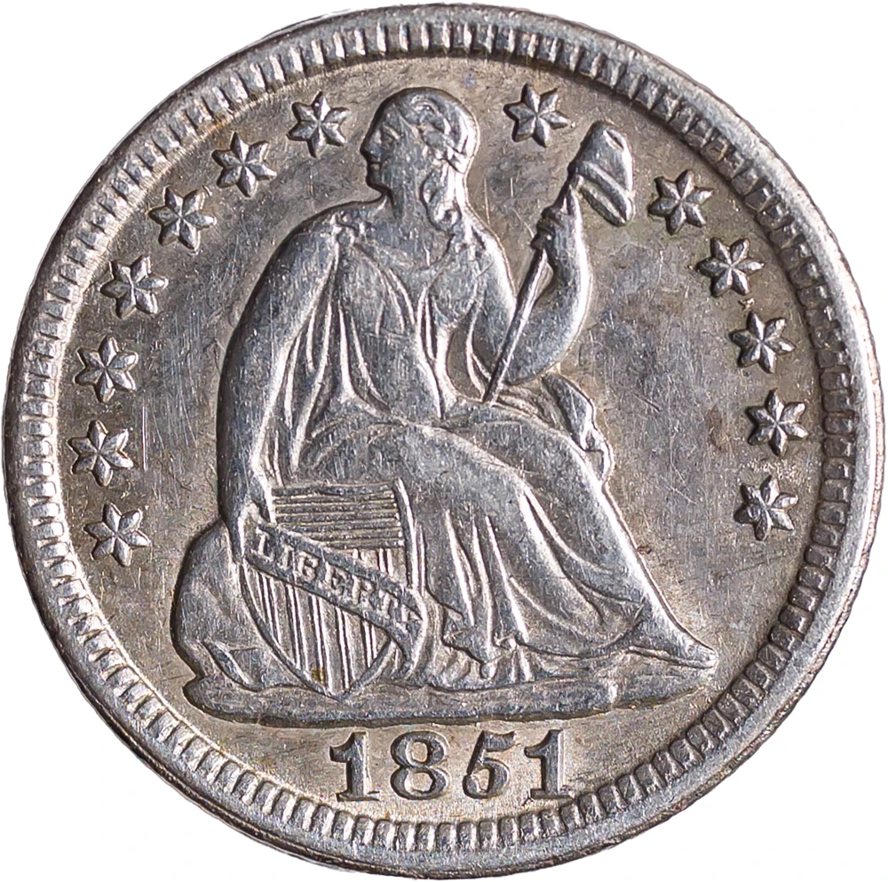 AU-50+ Details 1851 Half Dime