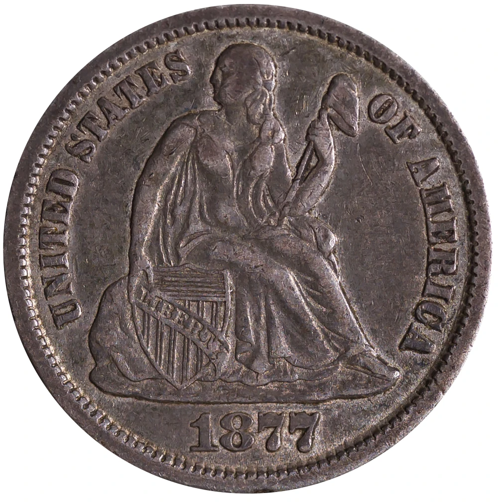 EF-45 1877-CC Seated Dime