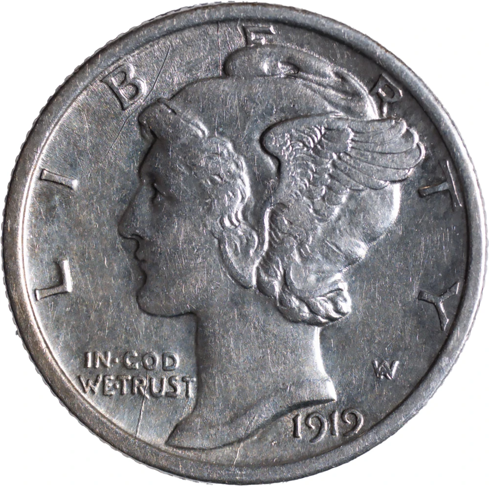 AU-50+ 1919-D Mercury Dime