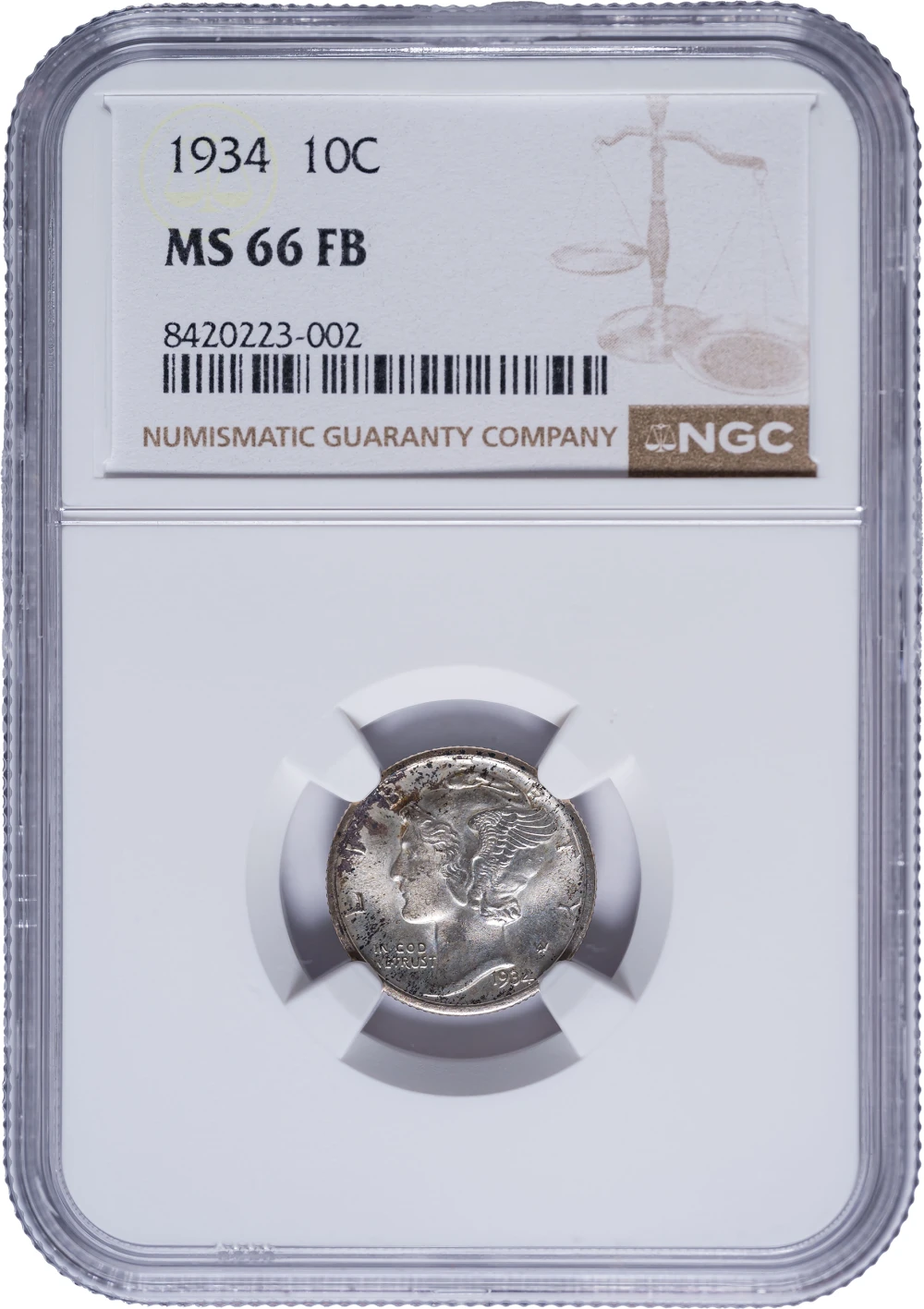 NGC MS-66 FB 1934 Mercury Dime