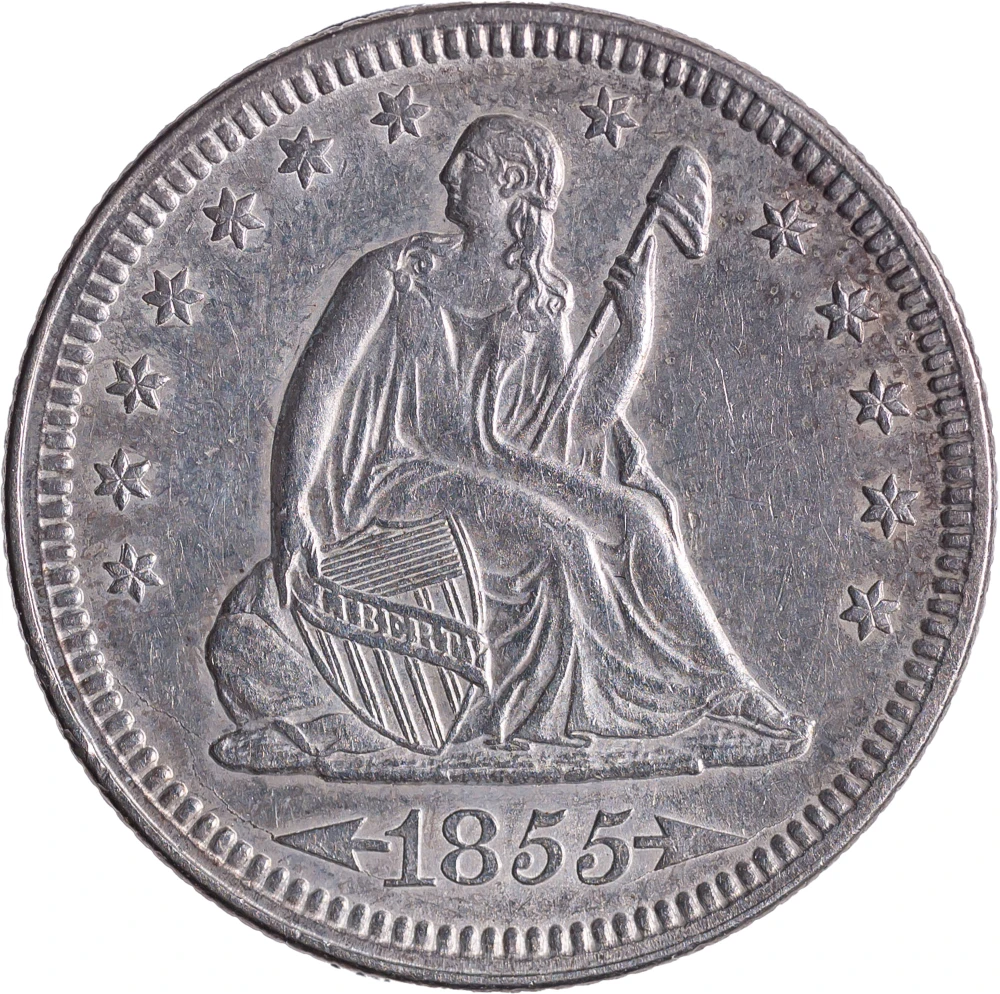 Borderline UNC-58 Details 1855 Seated Quarter