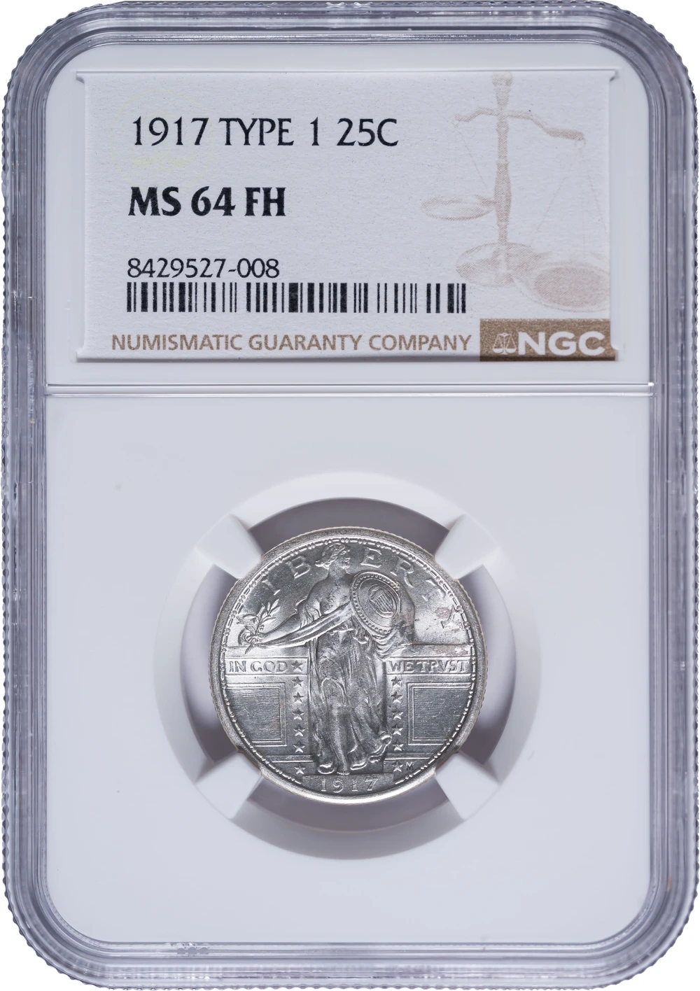 NGC MS-64 FH 1917 TI Standing Liberty Quarter