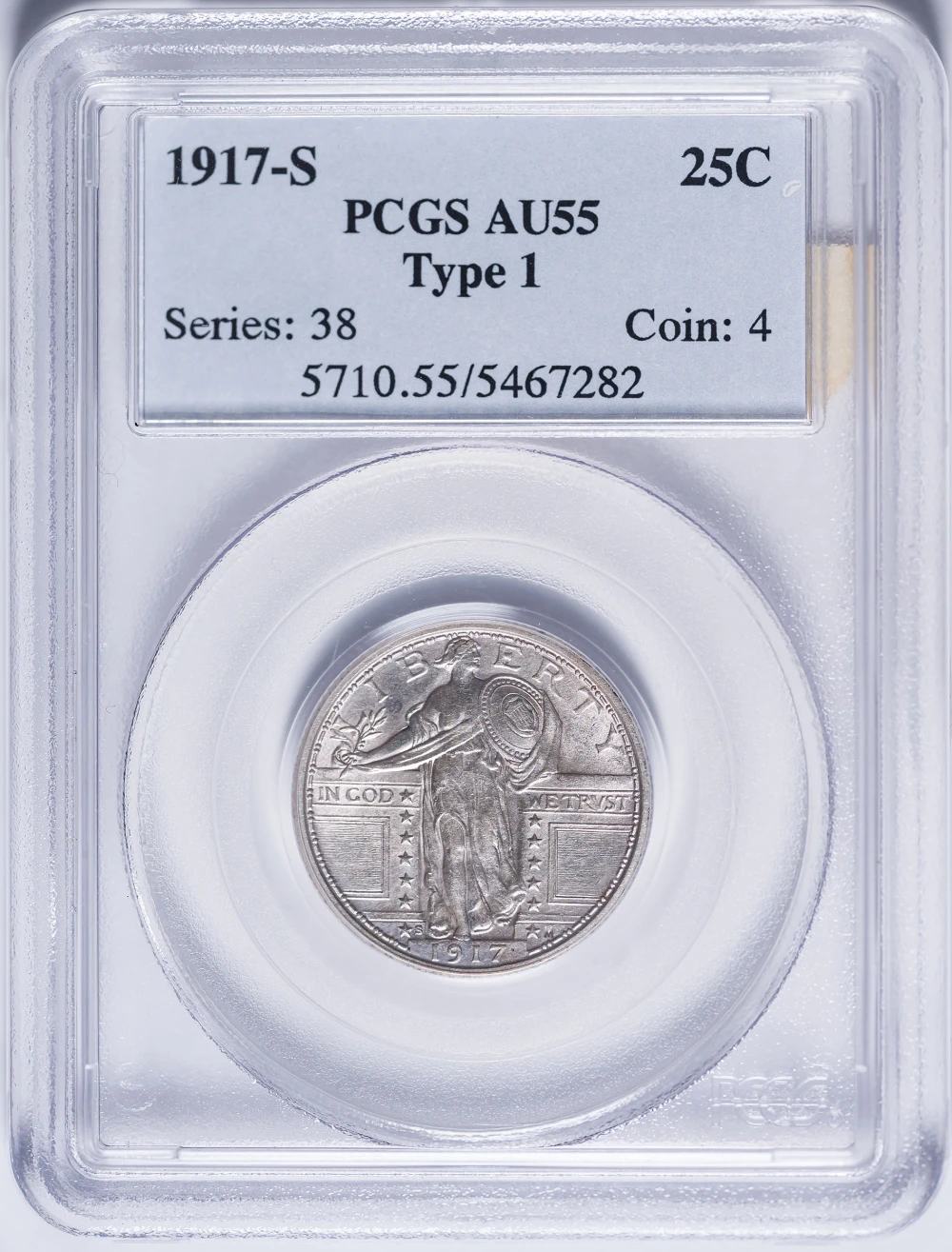 PCGS AU-55 1917-S TI Standing Liberty Quarter