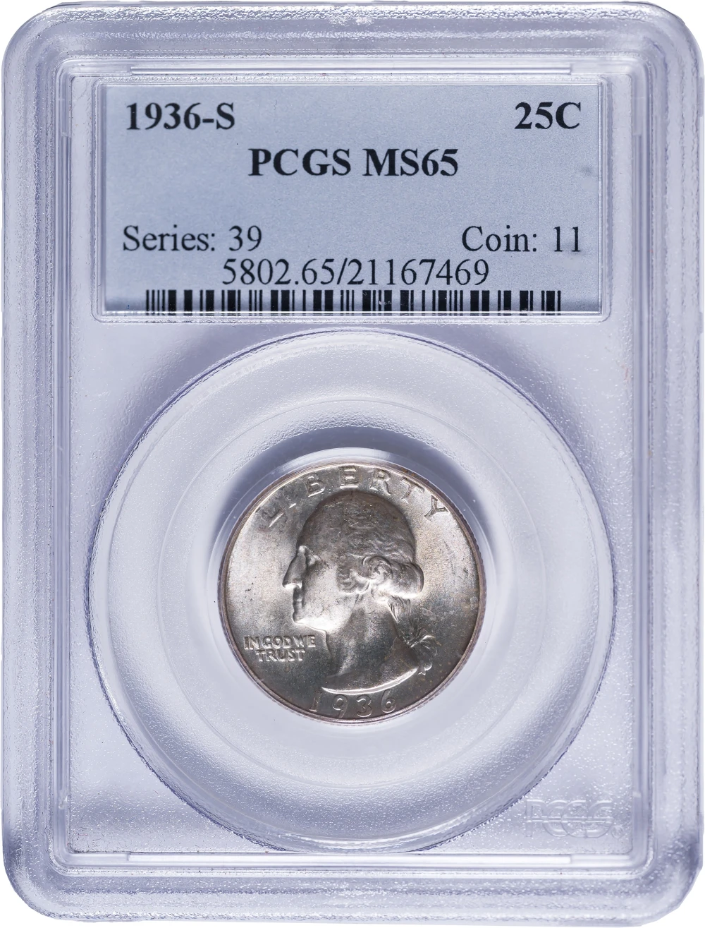 PCGS MS-65 1936-S Washington Quarter