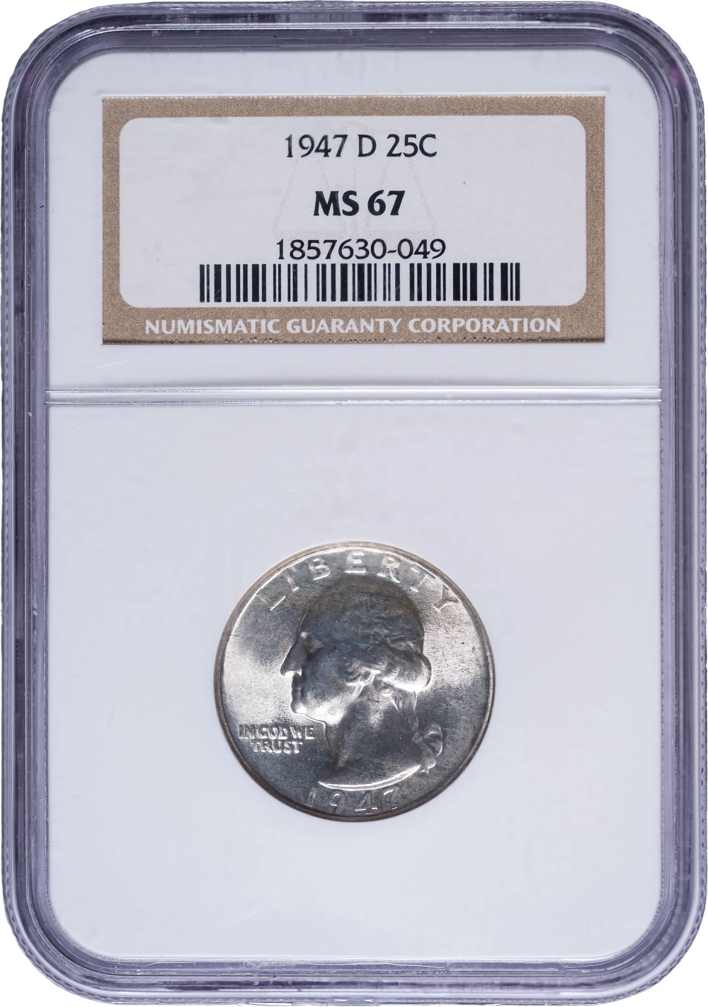 NGC MS-67 1947-D Washington Quarter