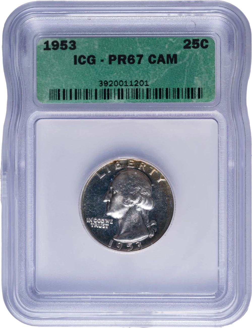 ICG Proof-67 Cameo 1953 Washington Quarter
