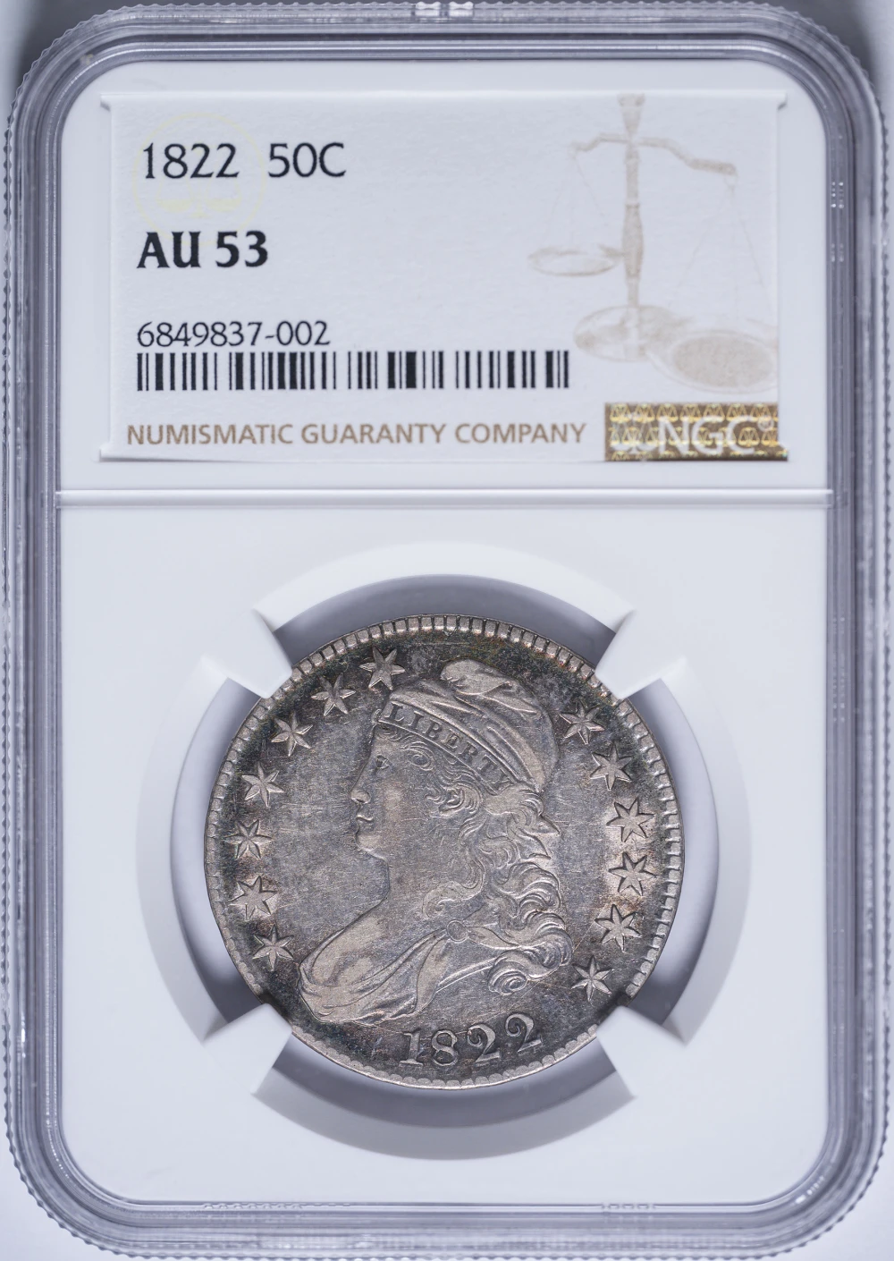 NGC AU-53 1822 Bust Half Dollar