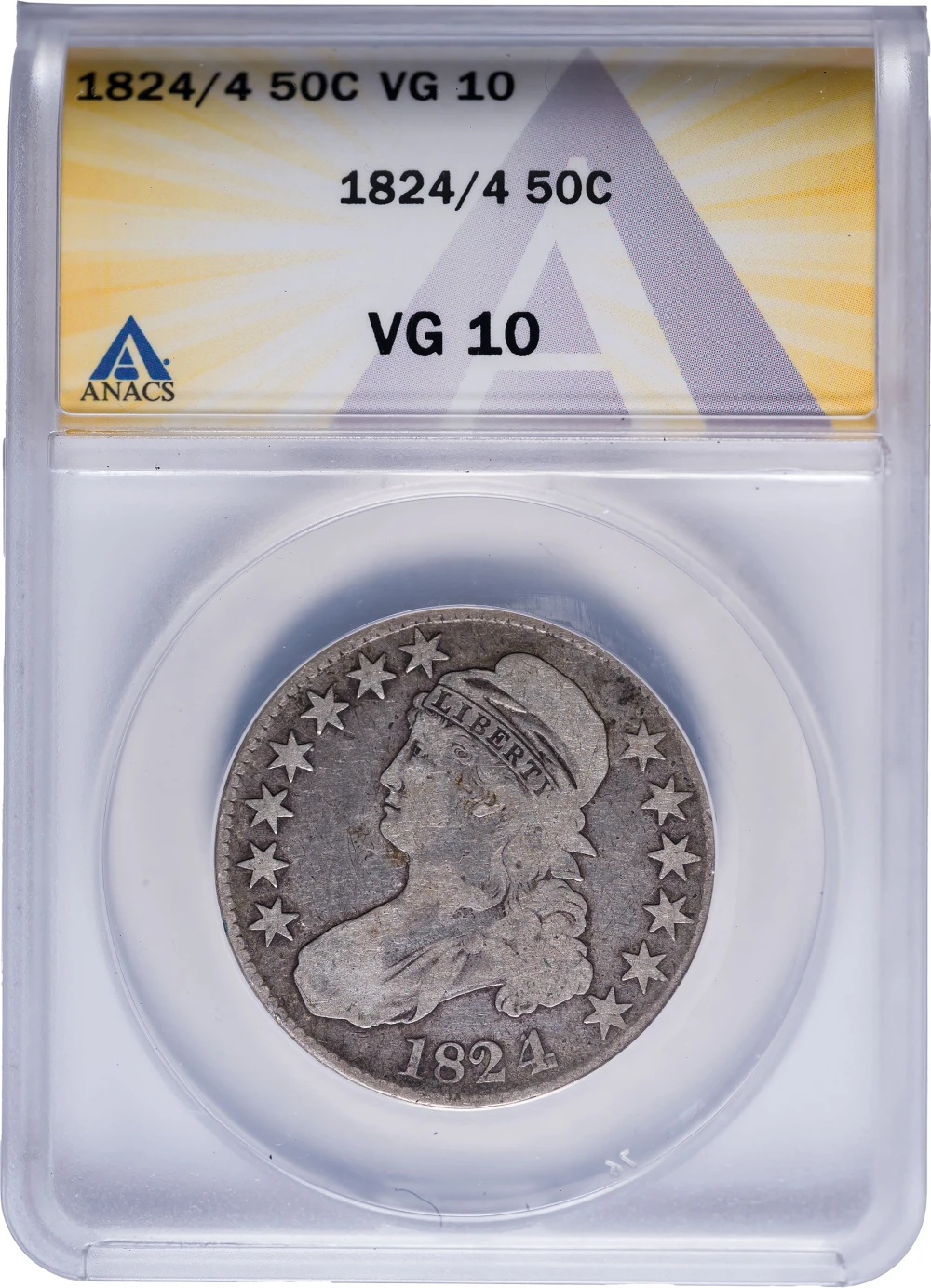 ANACS VG-10 1824/4 Bust Half Dollar