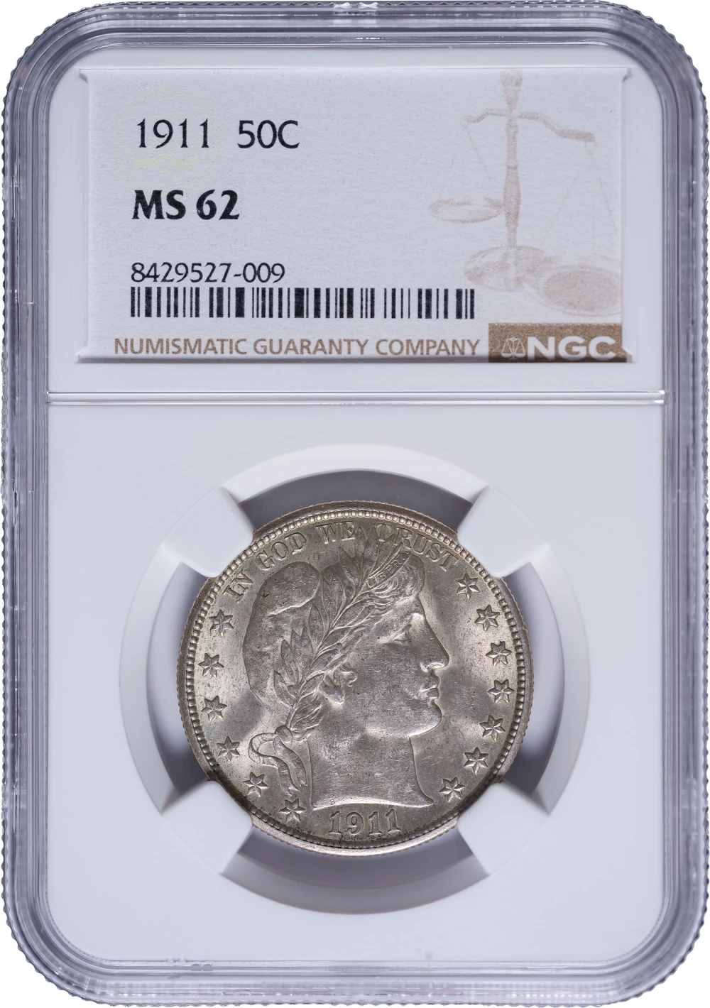 NGC MS-62 1911 Barber Half Dollar
