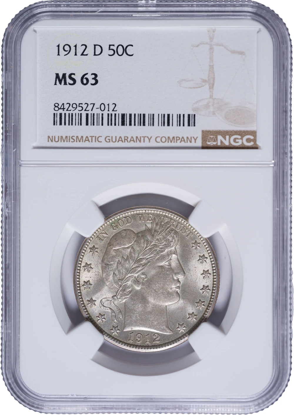 NGC MS-63 1912-D Barber Half Dollar