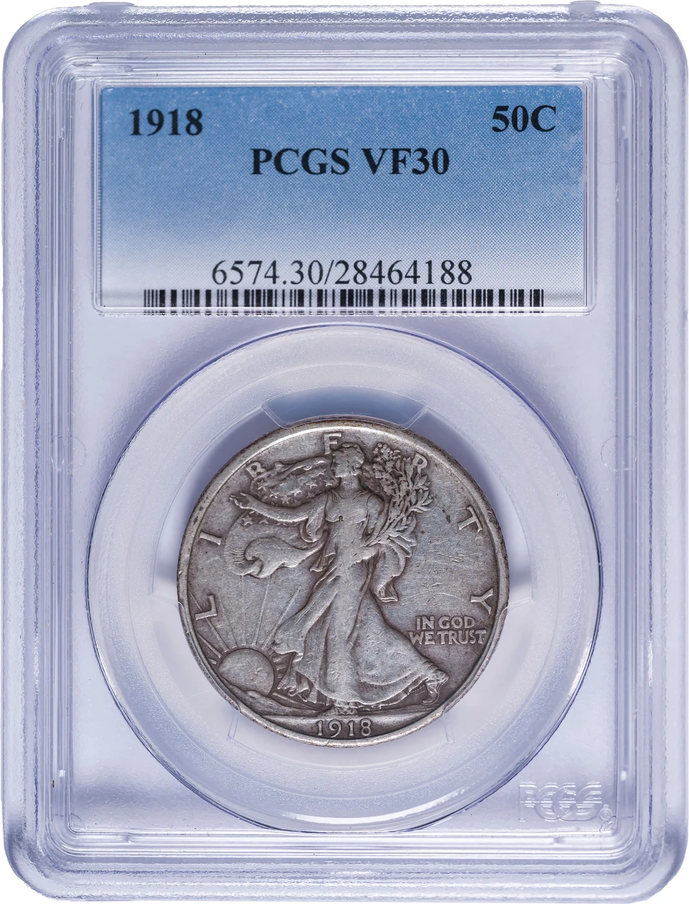 PCGS VF-30 1918 Walking Liberty Half Dollar