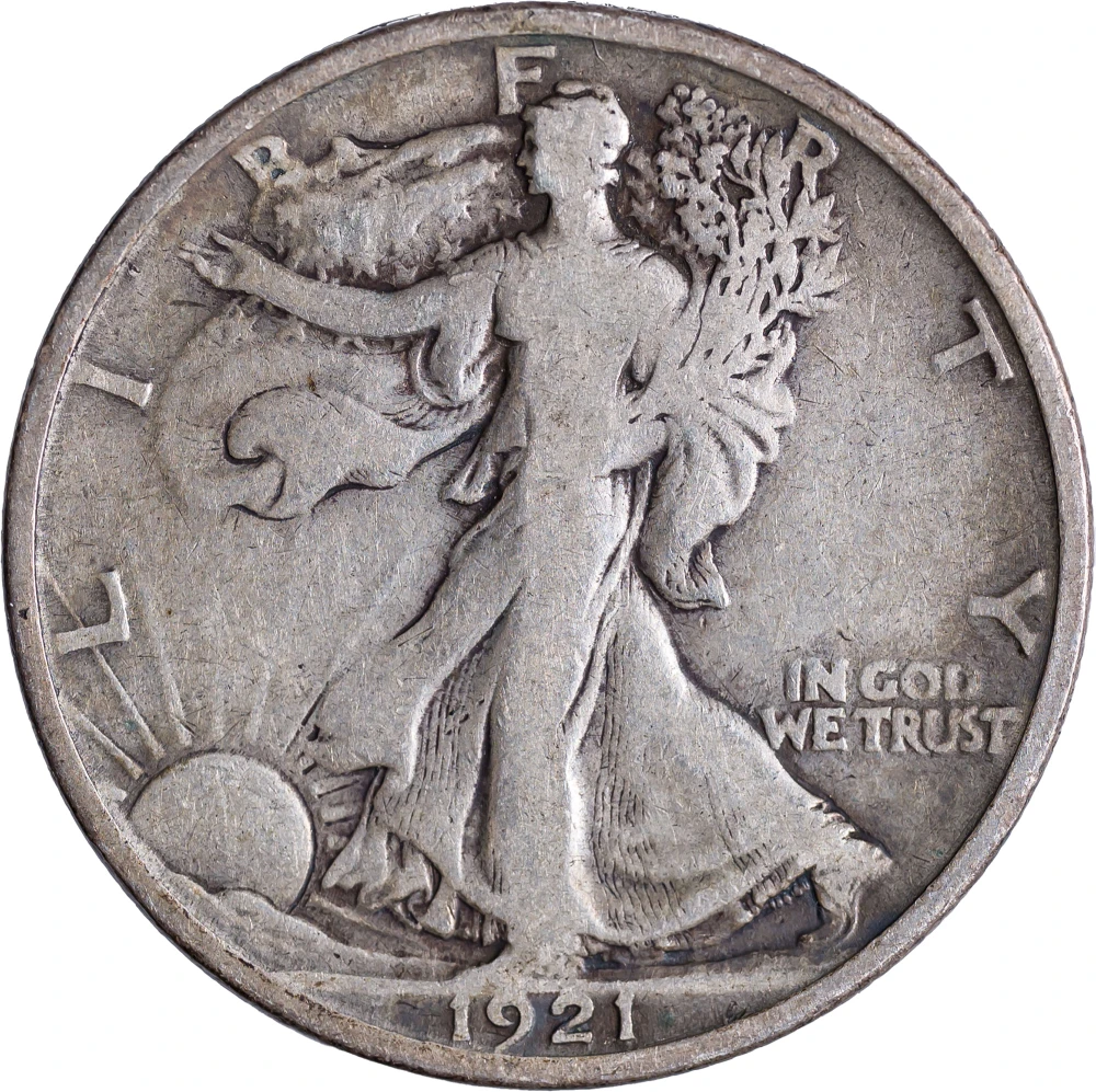 F-12 1921-D Walking Liberty Half Dollar