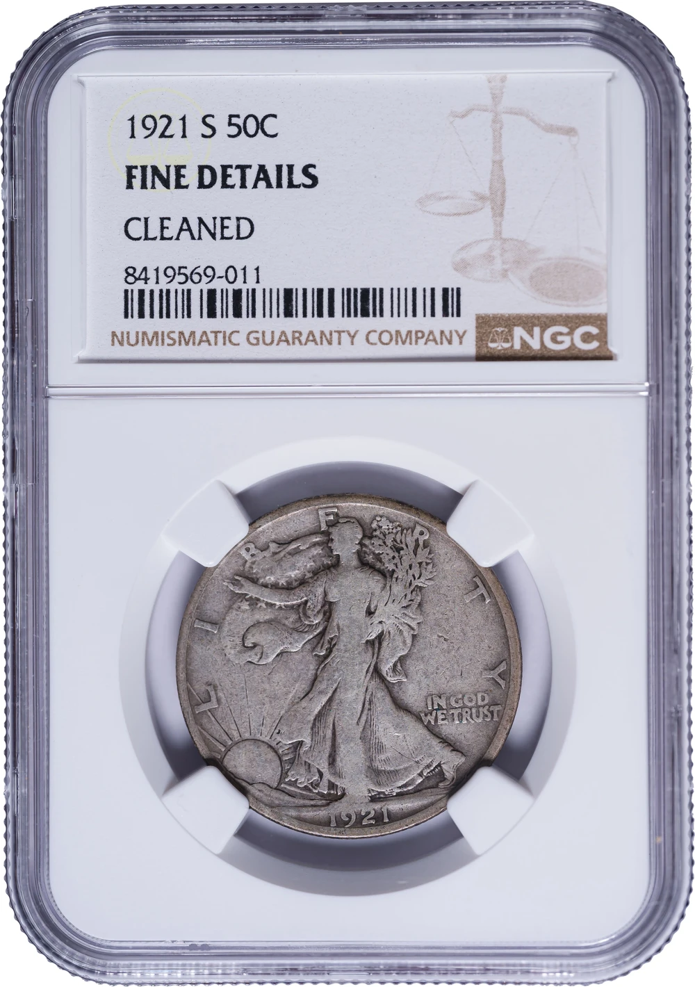 NGC Fine Details 1921-S Walking Liberty Half