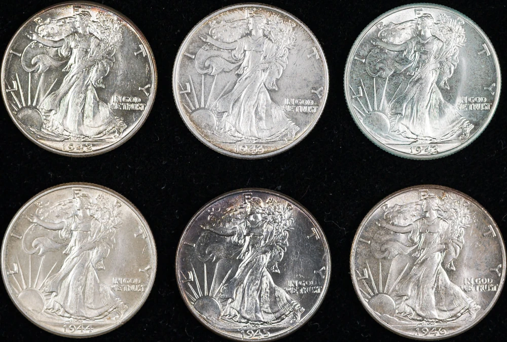 1/2 Dozen Nice BU Walking Liberty Half Dollars