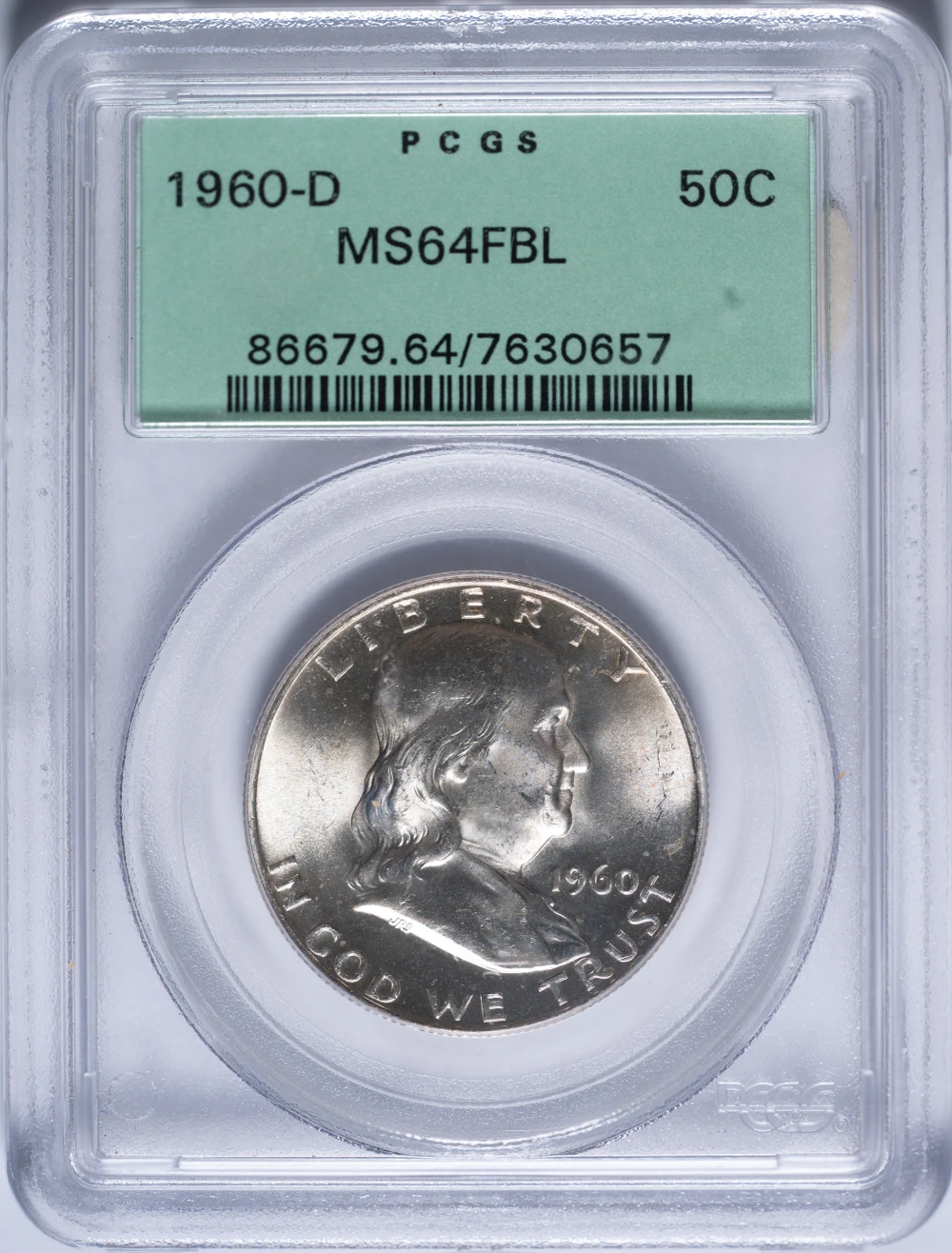 PCGS MS-64 FBL 1960-D Franklin Half Dollar