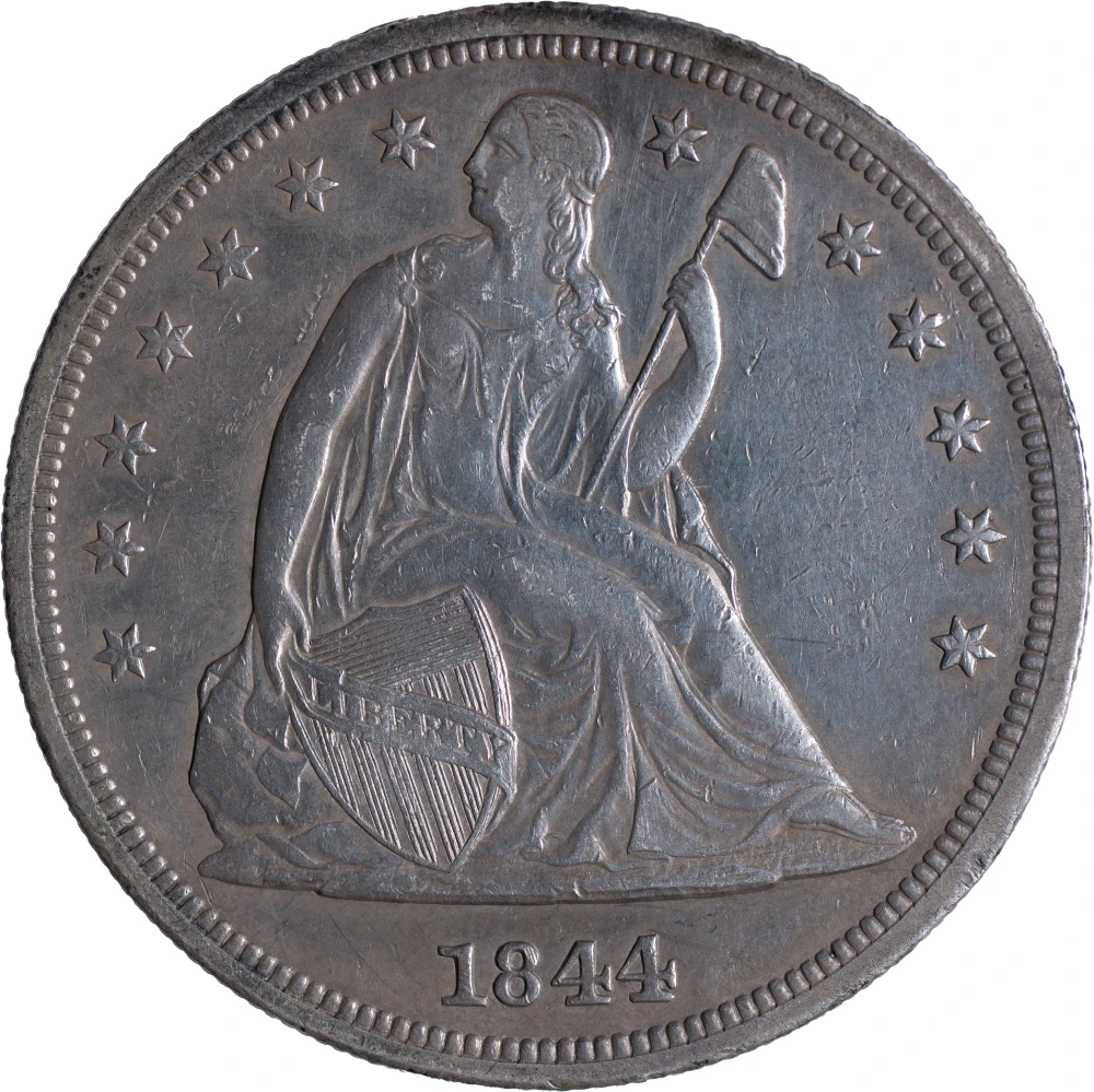 AU Details 1844 Seated Dollar