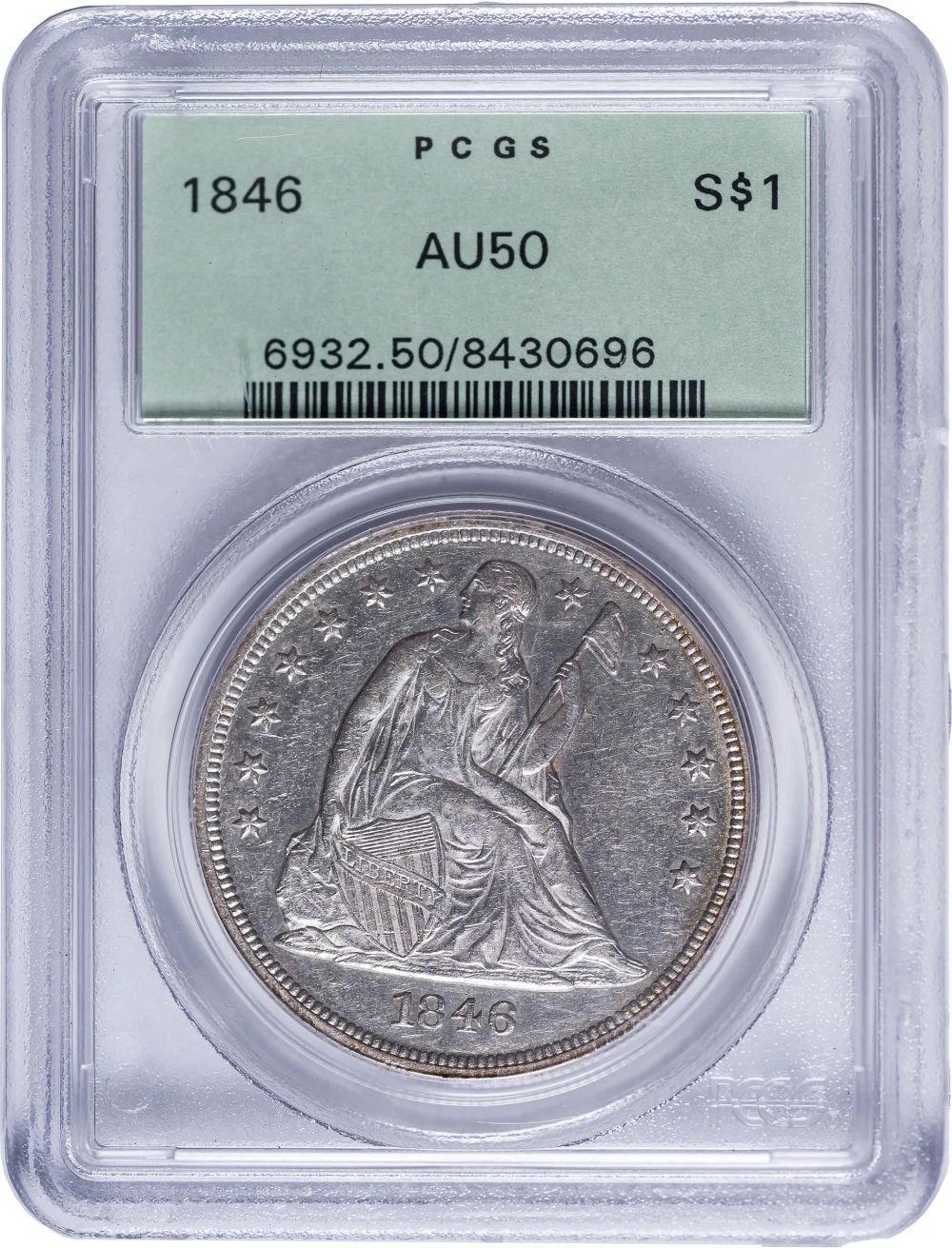 PCGS AU-50 1846 Seated Dollar