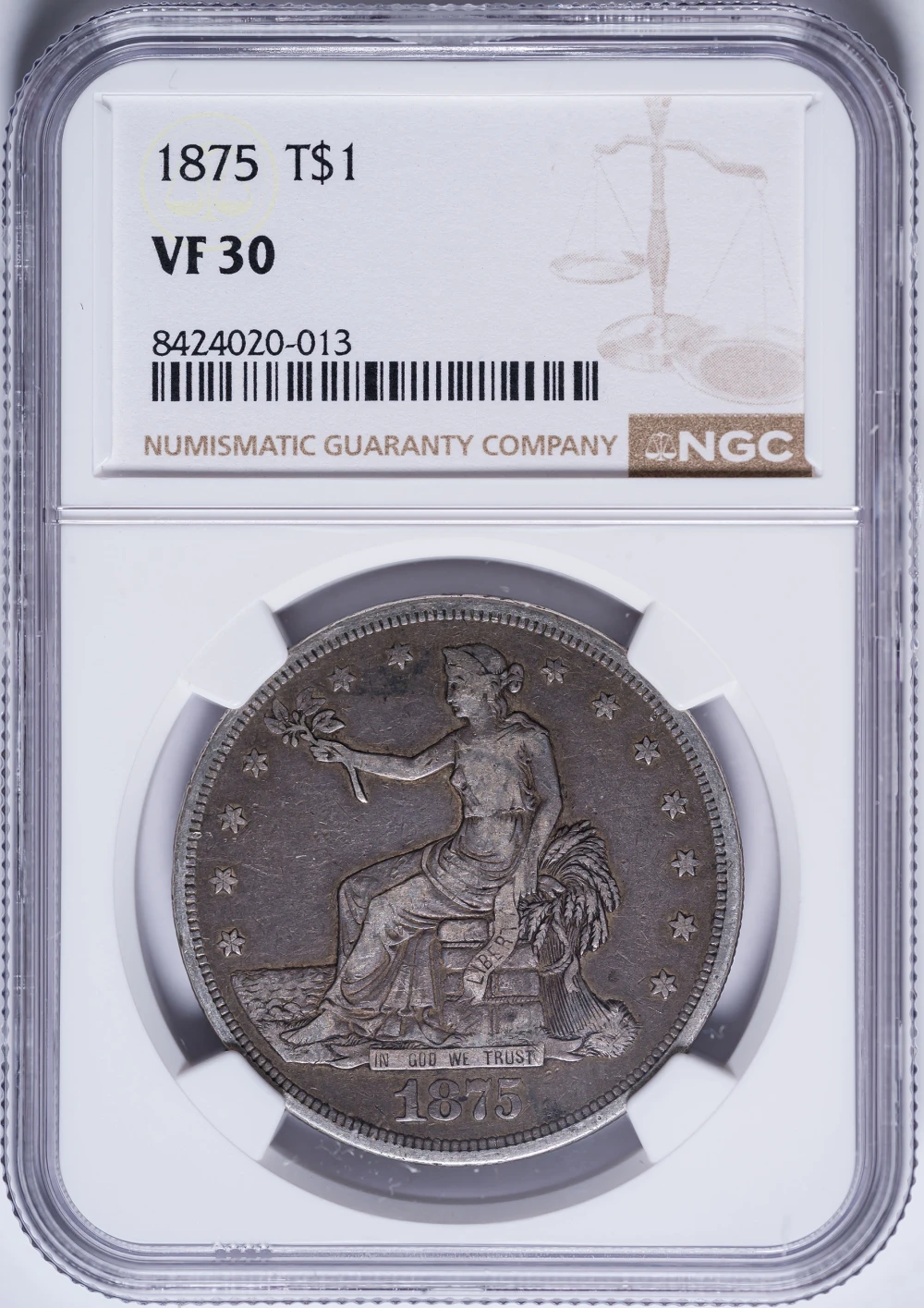 NGC VF-30 1875 Trade Dollar