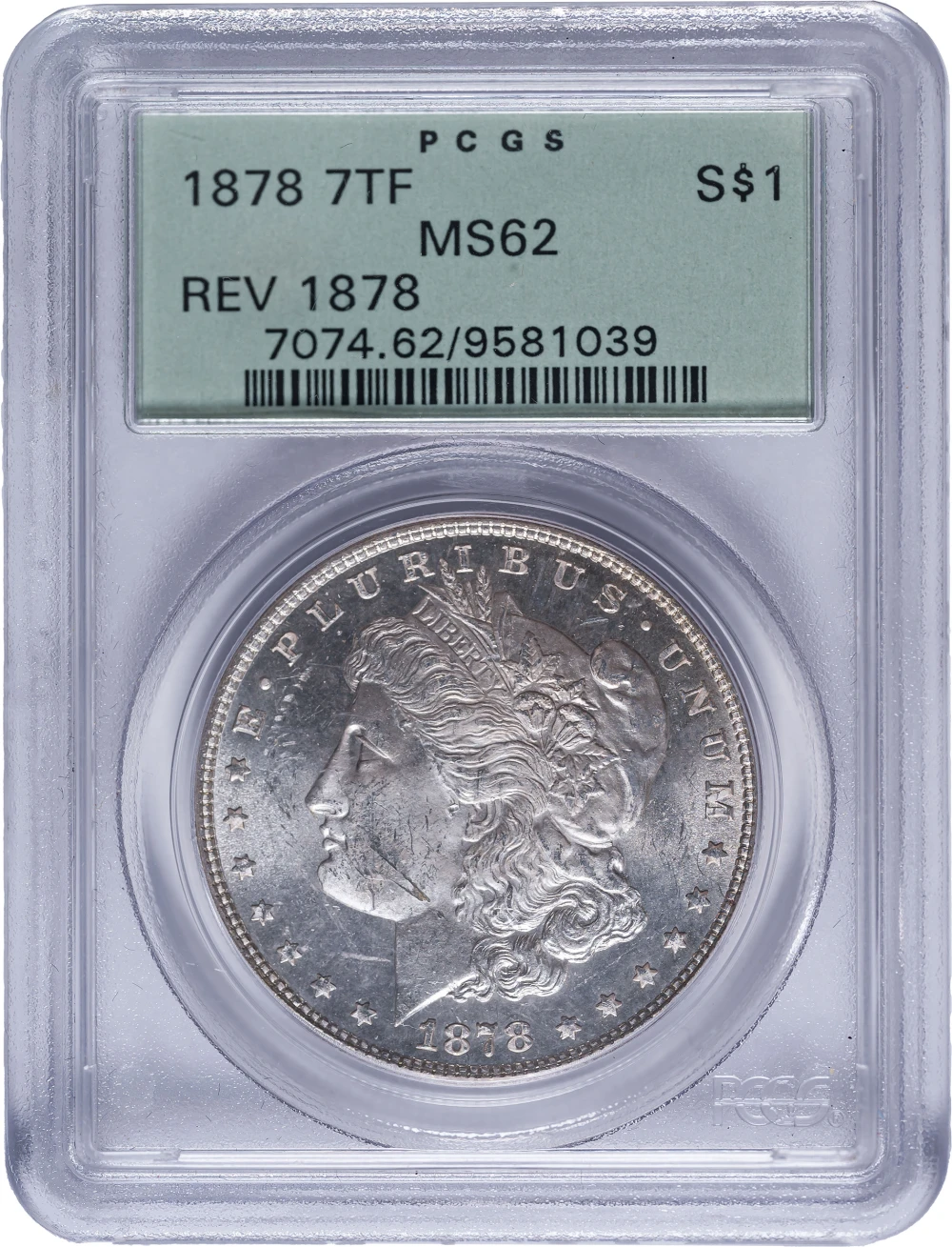 PCGS MS-62 1878 7TF Morgan Dollar