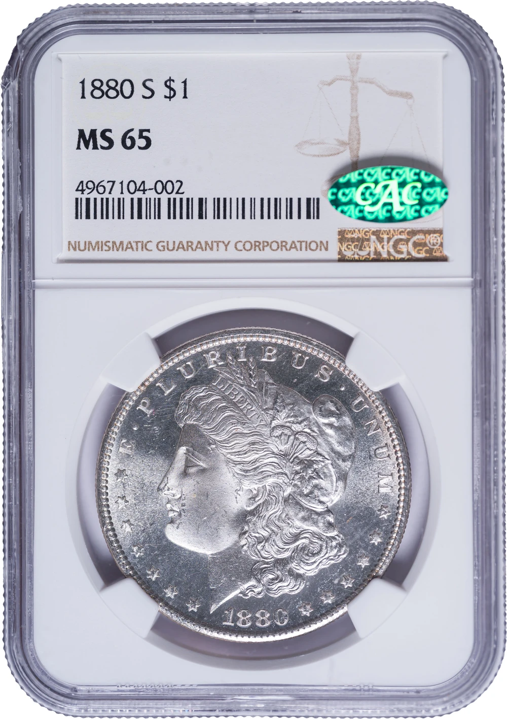 NGC MS-65 CAC 1880-S Morgan Dollar
